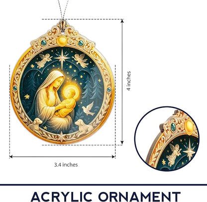 Nativity Mary and Baby Jesus Ornament – Nativity Ornament – Religious Gifts – Christian Decor – Christmas Ornament – Christmas Ornament 2025 – White Elephant Gifts - Xmas Tree Funny Decoration