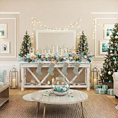 Holiday Tree 5' Coastal Shell Christmas Garland – Handcrafted Beach Christmas Decor with Capiz Shells, Driftwood & Twigs | Coastal Elegance for Mantle, Wall, Bedroom, Dining & Doorway