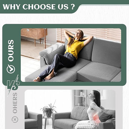 Vongrasig 79" Convertible Sectional Couch Sofa with Storage Ottoman, 3 Seat L Shaped Couch with Side Storage Pockage, Small Couches for Living Room, Apartment and Small Space (Light Grey)