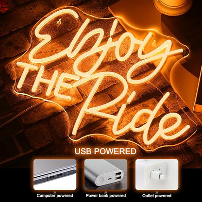 NOSUN Enjoy The Ride Neon Sign Sports Neon Signs LED Light Sign Gym logo Home Gym Decor Fitness Neon Light Gift for Cyclist Cycling neon sign