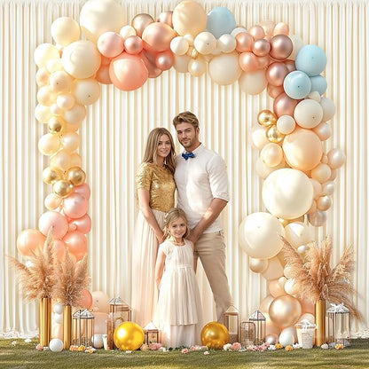 10 Panels Champagne Backdrop Curtain for Parties Wedding Baby Shower Wrinkle Free Photo Curtains Backdrop Drapes Fabric Decoration for Bridal Shower 50ft(W) x 10ft(H)