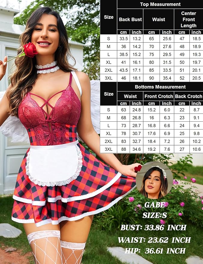 Avidlove Sexy Maid Lingerie for Women Halloween Outfit French Maid Costume Babydoll Lingerie Dress Cosplay Lingeries