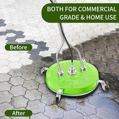 30'' Pressure Washer Surface Cleaner with 4 Wheels - Stainless Steel Surface Cleaner for Pressure Washer Attachment for Concrete, Driveway, Patio, Sidewalk, Deck and Driveways