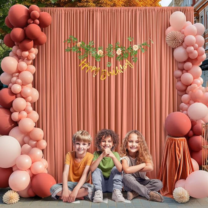 10x10 Rust Backdrop Curtain for Parties Wedding Wrinkle Free Red Photo Curtains Backdrop Drapes Fabric Decoration for Birthday Party Baby Shower Christmas 5ft x 10ft,2 Panels