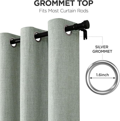 Joydeco Blackout Curtains 95 Inches Long 2 Panels Burg, Room Darkening Curtains for Bedroom, 100% Black Out Textured Thermal Drapes Privacy Protection 2 Panels Set(W52 x L95 Inch, Sage Green)