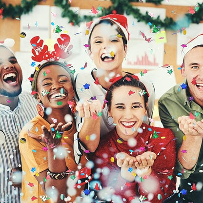 Christmas Confetti Cannon 12Pack Poppers 12inch Party Poppers with Foil Multicolor Xmas Confetti Metallic for New Year Festive Events Holiday Celebration Party Decor