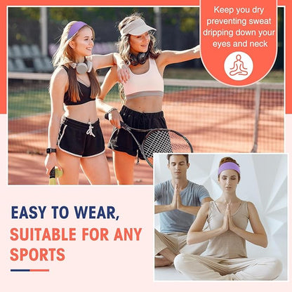 Hotop 20 Pcs Sport Stretchy Headbands for Girls Women Non Slip Soft Fabric Elastic Headband Bulk for Yoga DIY Team Gifts