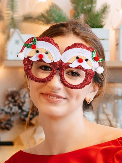 24PCS Christmas Glasses, Christmas Party Favors, Santa Glasses Frames for Xmas Decorations Accessories Supplies