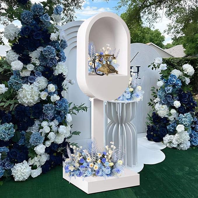 RDYMONKEY Audio Guest Book Stand Telephone Booth for Wedding Outdoor Party Leave a Message Video Decoration Phone Photo Booth Props Box Audio Guestbook Stand White Recording Table