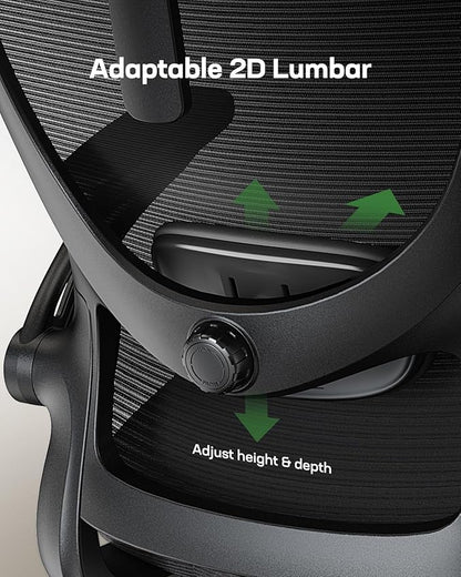 Marsail Ergonomic Office Chair: Office Desk Chair with High Back Mesh and Adjustable Lumbar Support Rolling Work Swivel Task Chairs with Wheel 3D Armrests and Headrest