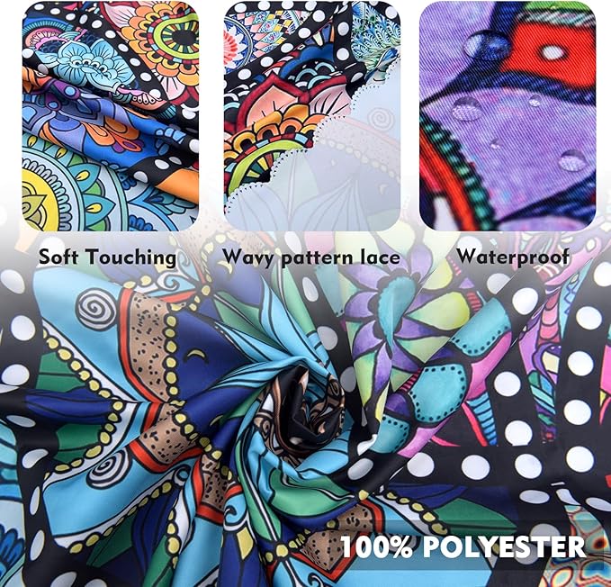Eikione Boho Round Tablecloth, 60inch Bohemia Table Cover, Colorful Polyester Waterproof Stain Resistant, Wrinkle Free, Circle Tablecloth for Indoor and Outdoor Use