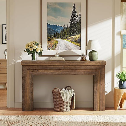 Huuger 54 Inch Entryway Table, Retangular Console Table with Storage, Farmhouse Sofa Table Behind the Couch, Long for Entrance, Hallway, Foyer, Living Room, Rustic Brown