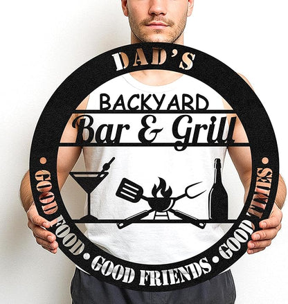 Custom BBQ Metal Name Sign, Personalized Grill Cut Wall Decor for Man Cave, Outdoor Patio, Rustic Barbecue Gift Idea