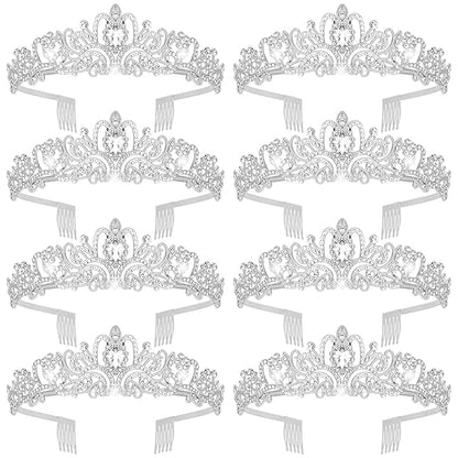 Jaciya Silver Tiara Crowns for Women 8 PCS Princess Tiaras Queen Crowns with Combs for Birthday Wedding Prom Halloween Costume