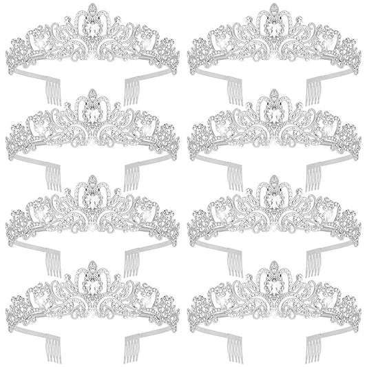 Jaciya Silver Tiara Crowns for Women 8 PCS Princess Tiaras Queen Crowns with Combs for Birthday Wedding Prom Halloween Costume