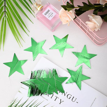 Patelai Glitter Star Garland Banner Christmas Decor 130 Feet Star Hanging Bunting Banner Twinkle Backdrop for Homecoming Classroom Wedding Birthday Halloween Party Supplies(Green)