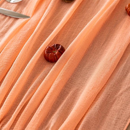 Fresh Salmon Cheesecloth Table Runner Peach Echo Gauze 120 Inch 10 FT Boho Cheese Cloth Table Runner for Wedding Baby Shower Bridal Shower Party Sheer Centerpiece Home Decorations