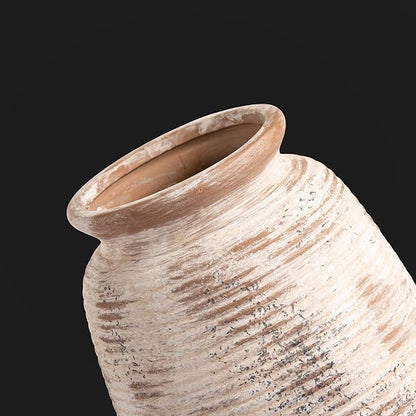 Ceramic Small Flower Vase, 6“ Rustic Farmhouse Vases Home Decor, Short Pottery Decorative Pampas Vase for Table Living Room Entryway Mantel Bookshelf Bedroom Bathroom Kitchen-Rustic