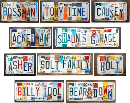 Personalized License Plate Letter Sign - Real Cut License Plates to Spell Out Your Words - Personalized Decor for Home, Office, or Unique Gifts - Vintage Style Wall Art