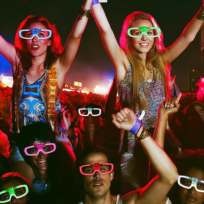 20 Pack LED Glasses Glow in The Dark Party Supplies,Light up Glow Glasses Toys for Kids Adult Birthday Holiday Concert Disco Neon Party Favors Wedding Halloween Thanksgivings Christmas New Years