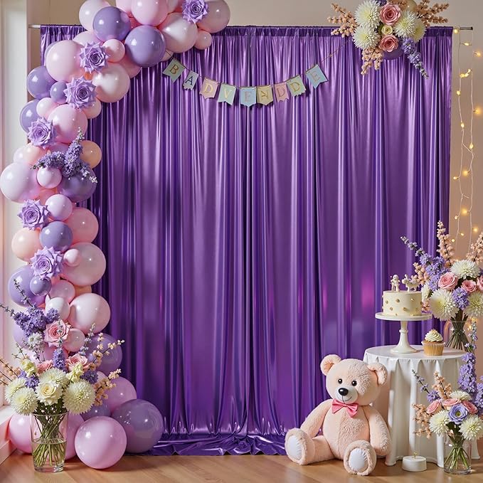 10ftx10ft Shimmer Purple Sequin Backdrop Curtain for Parties-2 Panels 5x10ft Thick Wrinkle Free Glitter Backdrop Drapes Photo Back Drop Curtains for Girl Birthday Wedding Photography Background