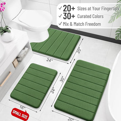 OLANLY Memory Foam Bath Mat 40x32, Super Soft Absorbent Bathroom Rugs, Quick Dry, Machine Washable Shower Floor Rugs, Bathmat Carpet, Bathroom Home Decor Accessories, Olive Green