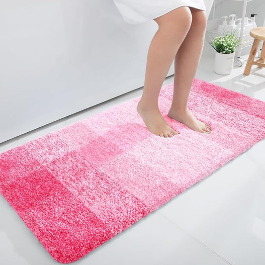 OLANLY Bathroom Rugs Mat 44x32, Extra Soft Absorbent Microfiber Bath Rugs, Rubber Backing, Quick Dry, Machine Washable Bath Mats for Bathroom Floor, Tub and Shower, Home Decor Accessories, Pink
