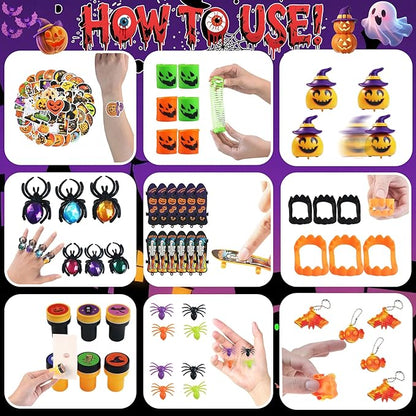 264 PCS Halloween Party Favors for Kids, Halloween Toys Bulk With Light Up Toys, Halloween Prizes, Treats Non Candy, Goodie Bag Stuffers, Treasure Box Toys for Classroom