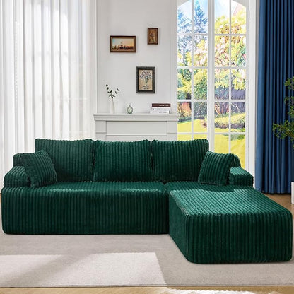Hobestluk Modular Sectional Sofa Couches L-Shape Couch 3 Seat Modular Sofa Memory Foam Sectional Couches for Living Room, Cloud Couch with Oversized Chaise (108" Right Facing Chaise)