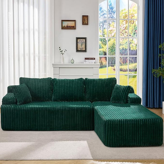 Hobestluk Modular Sectional Sofa Couches L-Shape Couch 3 Seat Modular Sofa Memory Foam Sectional Couches for Living Room, Cloud Couch with Oversized Chaise (108" Right Facing Chaise)