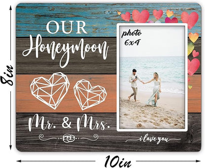KU-DaYi Honeymoon Picture Frames for Mr Mrs, Wedding Picture Frame, Wedding Gifts for Newlyweds Couples Bride, Marriage License Frame, Newlywed Honeymoon Gifts, Honeymoon Keepsake Frame