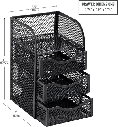 Mind Reader Desktop Accessory Storage, Paper Binder Clip Basket, Workspace, Office, Metal Mesh, 4.75"L x 5"W x 8"H, Black