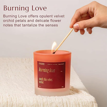 Benevolence LA Burning Love Scented Candles | 10 oz, 40-50 Hour Burn, Love Candle for Women | Romantic Gifts for Women and Men | Gift for Husband, Wife, Girlfriend | Fall Candles - Velvet Orchid