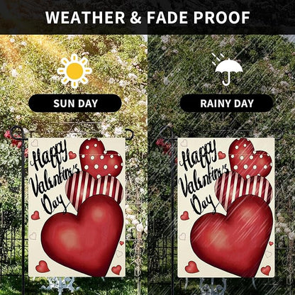 Valentines Day Garden Flag 12x18 Inch Double Sided Love Heart Small Seasonal Valentine’s Day Flag Yard Outdoor Flag Decoration