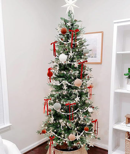 24 Pcs Red Velvet Christmas Tree Bows Door Garland Decor Vintage Wreath Bow (3/8'' Wide, 5 * 7 inch)