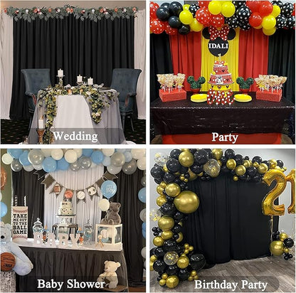 4 Panels Black Backdrop Curtain for Parties Wrinkle Free Black Photo Curtains Backdrop Drapes Fabric Decoration for Birthday Party Wedding 20ft(W) x 10ft(H)