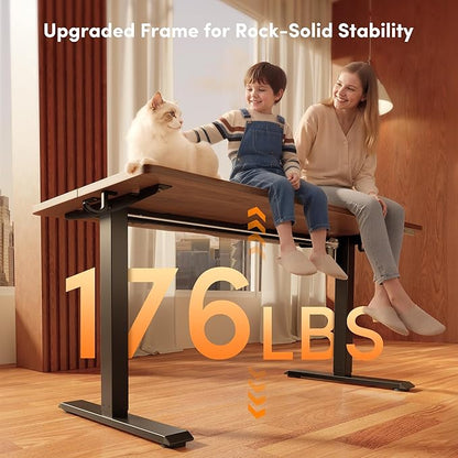 FEZIBO 48 x 24 Inchs Electric Standing Desk, Height Adjustable, Sit Stand Up, Computer Office Desk with Splice Board, Black Frame/Black Walnut Top