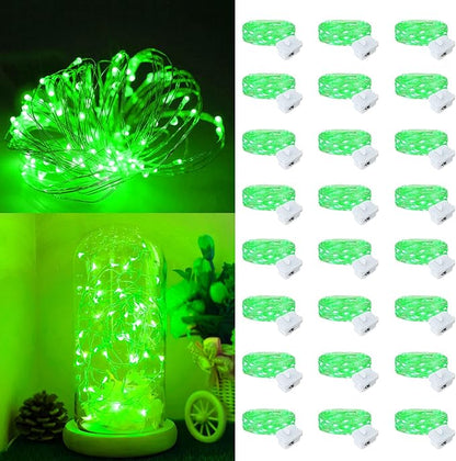 Fairy Lights,Silver Wire String Lights Waterproof,Battery Operated 7FT 20LED Firefly Starry Moon Lights for DIY Christmas Wedding Party Bedroom Decor (Green, 24 Pack)
