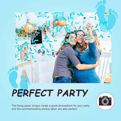 Gender Reveal Confetti Cannon | No Powder Confetti Poppers | Ideal for Baby boy Gender Reveal Decoration (6 blue)