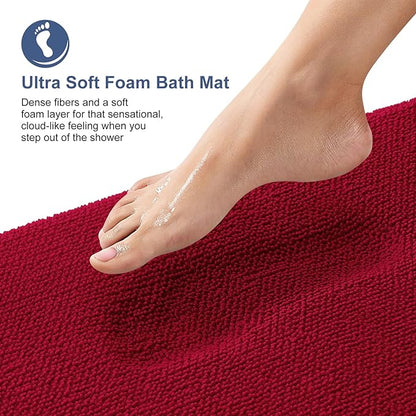 OLANLY Thick Memory Foam Bath Mats Rugs 36x24, Extra Soft Absorbent Bathroom Rug, Quick Dry Bath Mat, Non-Slip, Machine Washable Carpet for Bathroom, Tub and Shower, Home Decor Accessories, Red