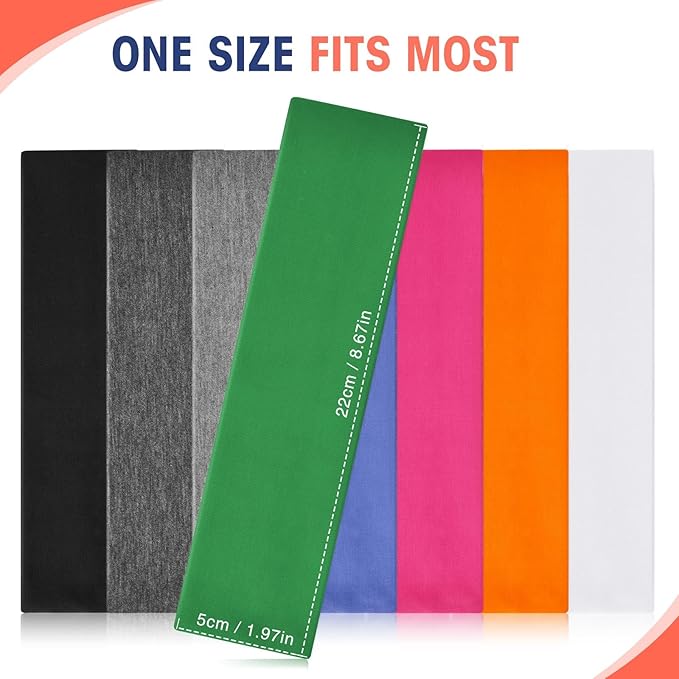 Hotop 20 Pcs Sport Stretchy Headbands for Girls Women Non Slip Soft Fabric Elastic Headband Bulk for Yoga DIY Team Gifts