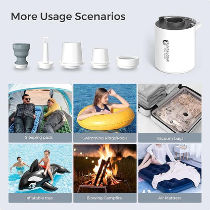 FLEXTAILGEAR Tiny and Portable Air Pump Ultra-Mini Pump with 1300mAh Battery USB Rechargeable to Inflate Deflate for Pool Floats, Air Bed, Air Mattress Swimming Ring, Vacuum Storage Bags