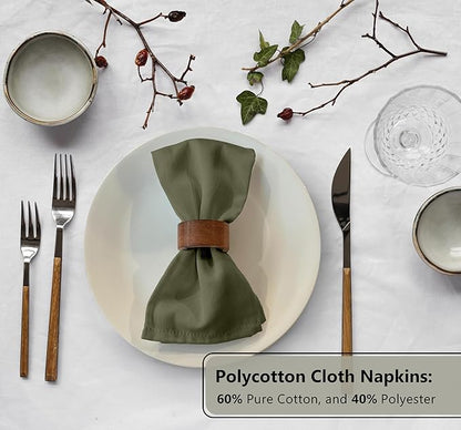 Zoyer Cloth Napkins Set of 4, 18x18 Inches Cotton Enrich Napkins Cloth ‎Washable, Soft & Durable Dinner Napkins for Parties, Wedding, Christmas, ‎Thanksgiving & Everyday Use - Martini Olive