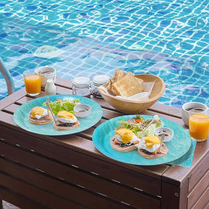 96pcs Paper Plates and Napkins Under the Sea Paper Plates Disposable and Cups Ocean Waves Tableware Set for 24 Guests Baby Shower Wedding Birthday Party Supplies Decorations