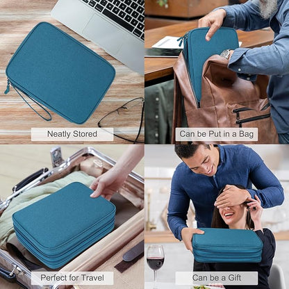 FYY Electronic Organizer, Extra Large Travel Cable Organizer Bag Pouch Portable Waterproof Double Layers All-in-One Storage Bag for iPad, Cable, Power Bank, Laptop Charger for Office/Home, Dark Green