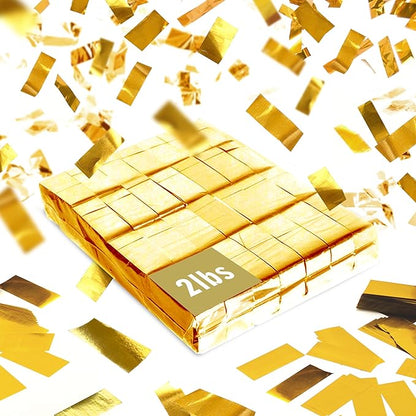 Gold Confetti Paper - BULK 2.2lbs | 1kg, Biodegradable Tissue Paper, Rainbow Light Weight, Non-Staining Paper, for Events, Crafts, Decorations