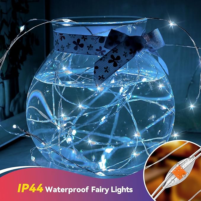 4 Pack 240LED Christmas Fairy Lights Battery Operated - 20FT Twinkle Lights with 2 Lighting Modes Indoor Outdoor, Waterproof Led Fairy String Lights for Bedroom, Classroom, Dorm, DIY Decor, Cool White