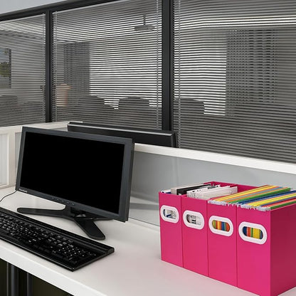 Hanging File Organizer, Cardboard File Folder Organizer for Letter Size, Desk Documents Storage Box, Portable File Folder Holder Boxes for Office, Home, School, Only Box.(2 Packs)