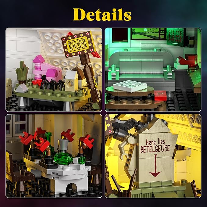 Horror Movie Beetle House Halloween Building Blocks Set, Betelgeuse Sandworm Monster Lydia Deetz Toys Compatible with Lego, Creative Birthday Decor Gift for Film Fans 18+ Adult (1851pcs)