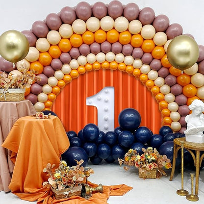 Hiasan Orange Backdrop Curtains for Parties, Polyester Photography Backdrop Drapes for Family Gatherings, Wedding Decorations, 5ftx7ft, Set of 2 Panels